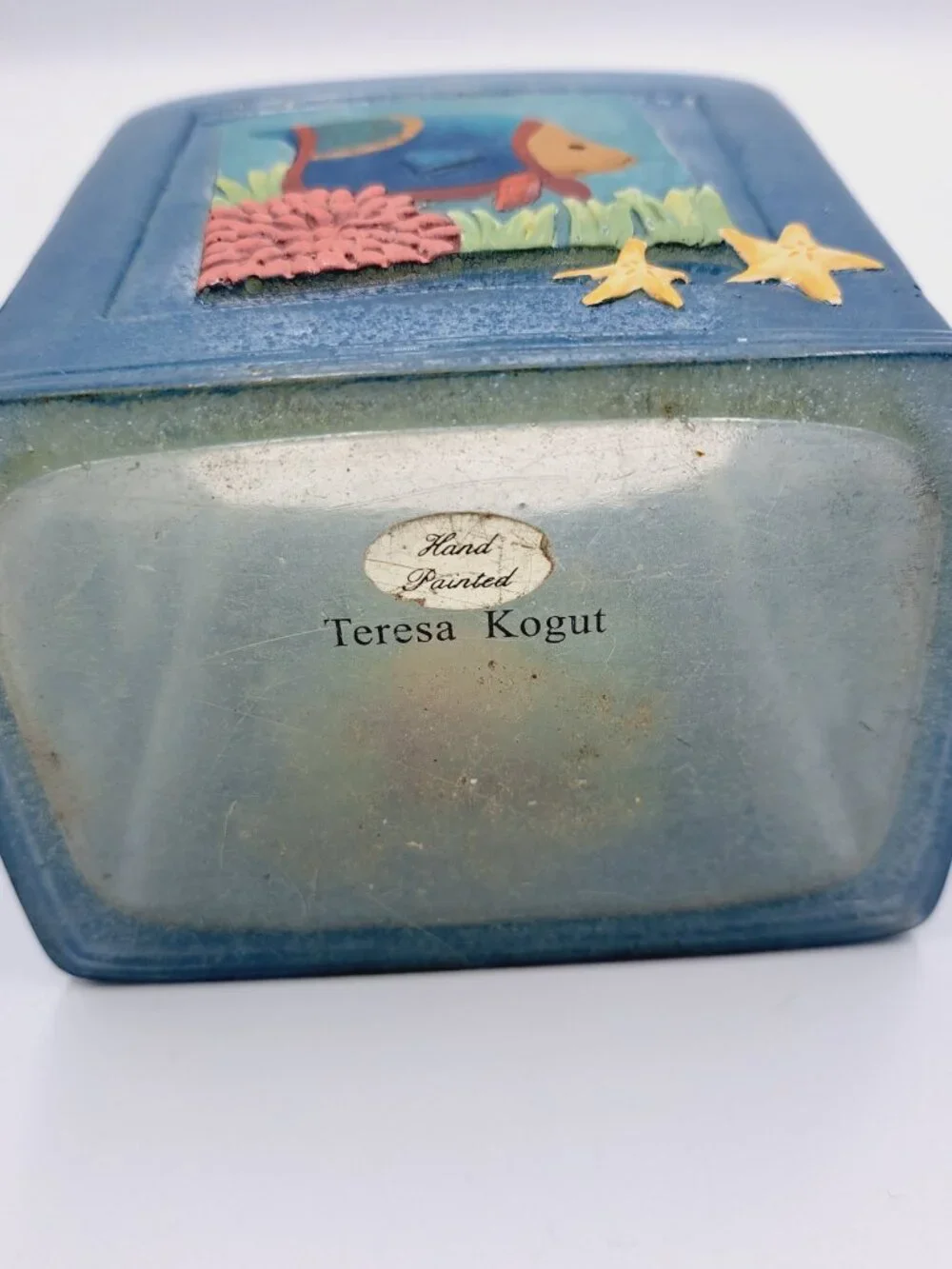 Vintage Teresa Kogut Blue Acrylic Tropical Fish & Starfish Bath Decor Holder